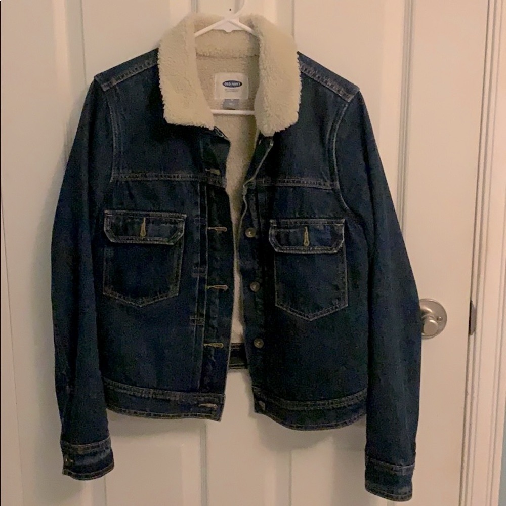 Fur lined jean jacket.